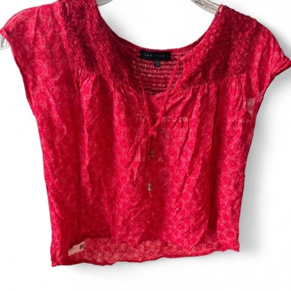 Sanctuary Red blouse with lace‎ up detail and tie front #blouse - XS